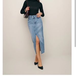 reformation jean skirt NWT